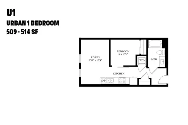 Urban One Bedroom U1 610 floor plan